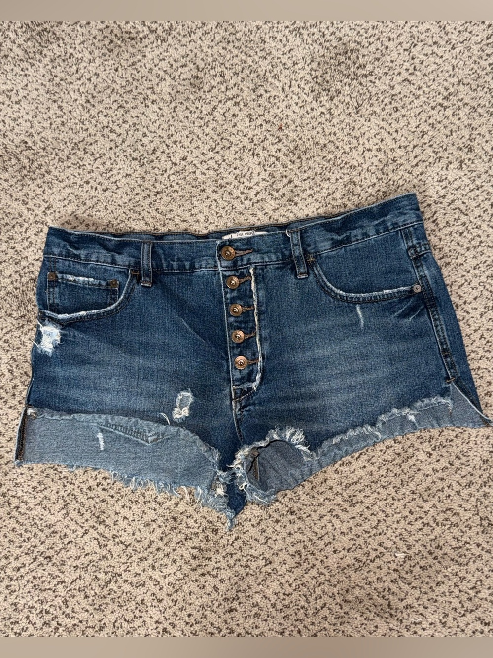FREE PEOPLE Women’s Distressed Button-Fly Denim Cutoff Shorts | Size 30